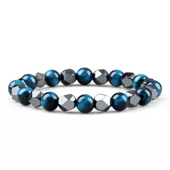 Pulseira irregular de hematita para homens e mulheres, talão de olho de tigre, - Vaníri