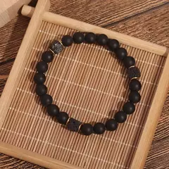Imagem do Pulseira de Pedra Lava Vulcânica para Homens e Mulheres Joalheria Clássica Neg