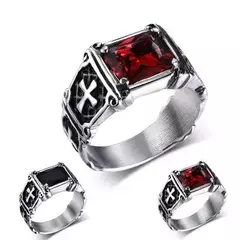 Anel cruz rubi retrô para homem, conjunto de joias personalizado, elegante, nov