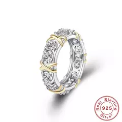 925 Prata Incrustada Anéis De Zircão Para As Mulheres, Separação De Ouro, Gl