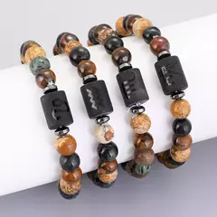 12 pulseira do zodíaco pedra natural câncer virgem leo libra pulseira senhoras - comprar online