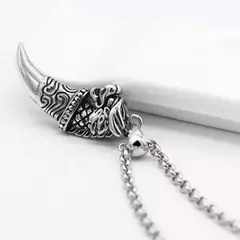 Jóias personalizadas 925 prata esterlina redonda dragão dente pingente colar p - Vaníri
