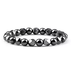 Imagem do Pulseira irregular de hematita para homens e mulheres, talão de olho de tigre,