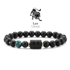 12 pulseira do zodíaco pedra natural câncer virgem leo libra pulseira senhoras - comprar online