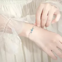 925 colar e pulseira de prata esterlina conjunto para mulheres, simples, na moda - comprar online