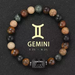 12 pulseira do zodíaco pedra natural câncer virgem leo libra pulseira senhoras - Vaníri