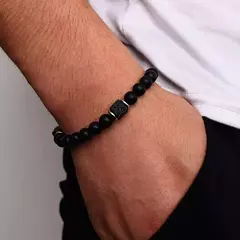 Pulseira de Pedra Lava Vulcânica para Homens e Mulheres Joalheria Clássica Neg - Vaníri