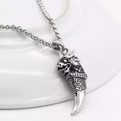 Jóias personalizadas 925 prata esterlina redonda dragão dente pingente colar p na internet