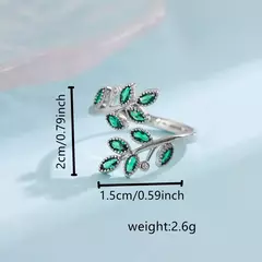 Folhas De Cristal Verde 925 Anel De Prata Esterlina, Criativo Exquisite Anéis D - Vaníri