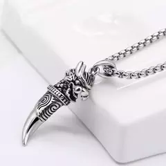 Jóias personalizadas 925 prata esterlina redonda dragão dente pingente colar p