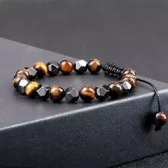 Pulseira irregular de hematita para homens e mulheres, talão de olho de tigre, - Vaníri