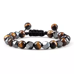 Imagem do Pulseira irregular de hematita para homens e mulheres, talão de olho de tigre,
