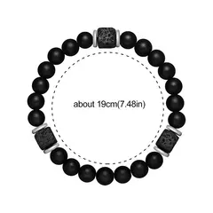 Pulseira de Pedra Lava Vulcânica para Homens e Mulheres Joalheria Clássica Neg - loja online