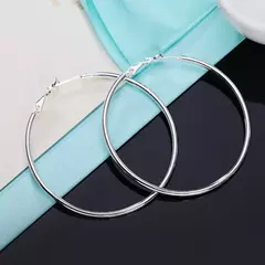 925 carimbo de prata feminino 50/60/70/80mm redondo grande argola brincos casame - loja online