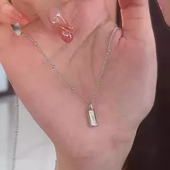 Colar de clavícula geométrica quadrada em prata esterlina 925, moda minimalist - loja online