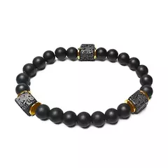 Pulseira de Pedra Lava Vulcânica para Homens e Mulheres Joalheria Clássica Neg