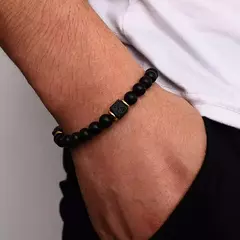 Pulseira de Pedra Lava Vulcânica para Homens e Mulheres Joalheria Clássica Neg