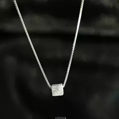 925 prata esterlina forma quadrada colar - loja online