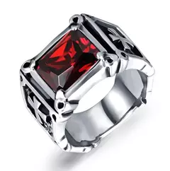 Imagem do Anel cruz rubi retrô para homem, conjunto de joias personalizado, elegante, nov