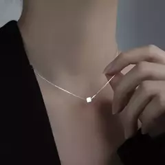 925 prata esterlina forma quadrada colar - comprar online
