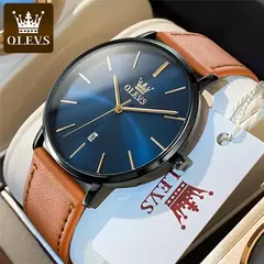 Imagem do OLEVS-Relógio de quartzo minimalista ultra fino masculino, relógio de pulso im