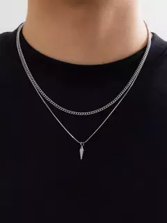 Kunjoe-Colar pingente de metal em aço inoxidável para homens, corrente fina de - Vaníri