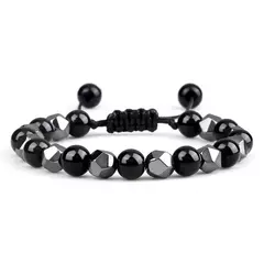 Pulseira irregular de hematita para homens e mulheres, talão de olho de tigre,