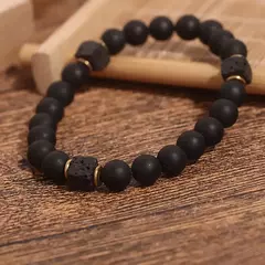 Pulseira de Pedra Lava Vulcânica para Homens e Mulheres Joalheria Clássica Neg - comprar online