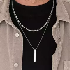 Colar vertical de aço inoxidável para homens, pingente geométrico 3D, colar g - Vaníri