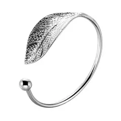 Pulseira em Forma de Folha Aberta para Mulheres, 925 Prata Esterlina, Pulseira C - comprar online