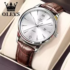 OLEVS-Relógio de quartzo de luxo masculino, pulseira de couro original de alta na internet