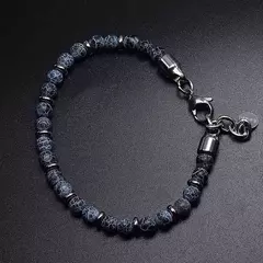 Clássico Pulseira de hematita frisada para homens e mulheres, pedra olho de tig - loja online