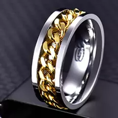 Anel Rotativo em Aço Desligado para Homens e Mulheres, Corrente Spinner, Jóias - Vaníri