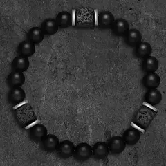 Pulseira de Pedra Lava Vulcânica para Homens e Mulheres Joalheria Clássica Neg