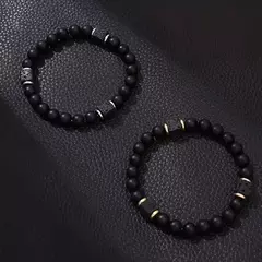 Pulseira de Pedra Lava Vulcânica para Homens e Mulheres Joalheria Clássica Neg - loja online