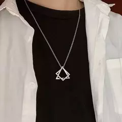 Imagem do Prata cor geométrica irregular colar para mulher homem simples punk clavícula