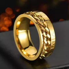 Imagem do Anel Rotativo em Aço Desligado para Homens e Mulheres, Corrente Spinner, Jóias