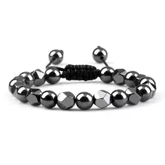 Pulseira irregular de hematita para homens e mulheres, talão de olho de tigre,