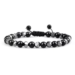 Pulseira irregular de hematita para homens e mulheres, talão de olho de tigre,