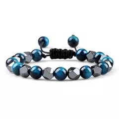 Pulseira irregular de hematita para homens e mulheres, talão de olho de tigre, - loja online