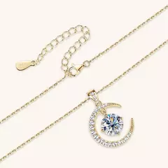 Wong Rain-Colar de pingente em prata esterlina 925, 18K Banhado a Ouro, VVS1, 3D