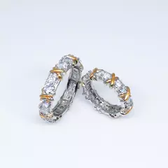 925 Prata Incrustada Anéis De Zircão Para As Mulheres, Separação De Ouro, Gl - comprar online