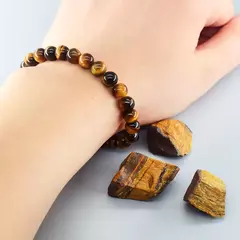Pulseira Olho de Tigre Natural para Homens e Mulheres, Contas de Cristal, Charme - loja online