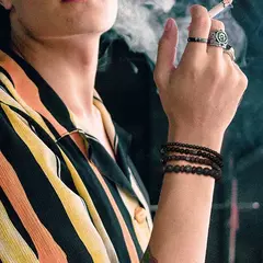 Hematita Vulcânica Pedra Contas de Madeira Charme Conjunto Combo, Pulseira Elá na internet