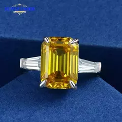 JEWEPISODE-Anel de Jóias de Prata Sólida 925 para Mulheres, Corte Esmeralda, D