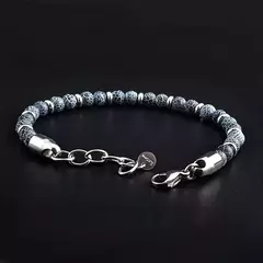 Clássico Pulseira de hematita frisada para homens e mulheres, pedra olho de tig - Vaníri