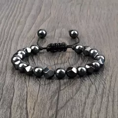 Pulseira irregular de hematita para homens e mulheres, talão de olho de tigre,