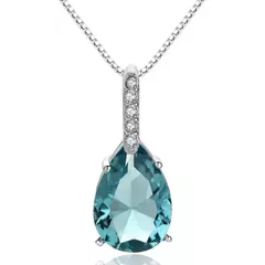 Topázio azul natural puro pingente para mulheres, colar em prata esterlina 925, na internet