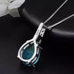 Topázio azul natural puro pingente para mulheres, colar em prata esterlina 925, - Vaníri