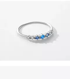 Anéis de zircônia azul para mulheres, prata esterlina 925, simples, empilháve - Vaníri